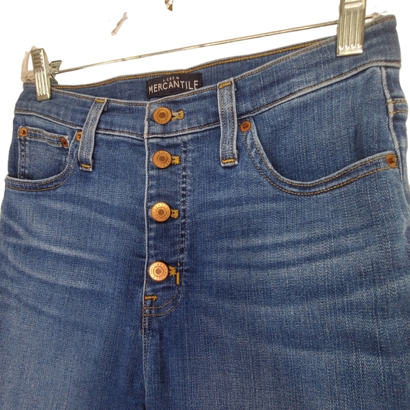 J. CREW MERCANTILE Button Fly Skinny Jeans High Waist Raw Step Hem Sz 27 Stretch - Picture 2 of 11